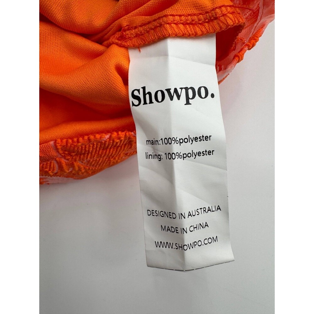 Showpo Brailey One Shoulder Wrap Front Mini Dress Women US 6 Orange Jacquard - Picture 7 of 11
